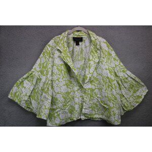 Ashro 3/4 Bell Sleeve One Button Linen Blend Floral Top-Size 18-Cottagecore